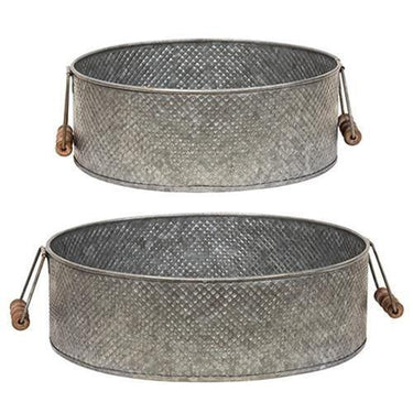 2/Set, Metal Trays With Wooden Handles - The Fox Decor
